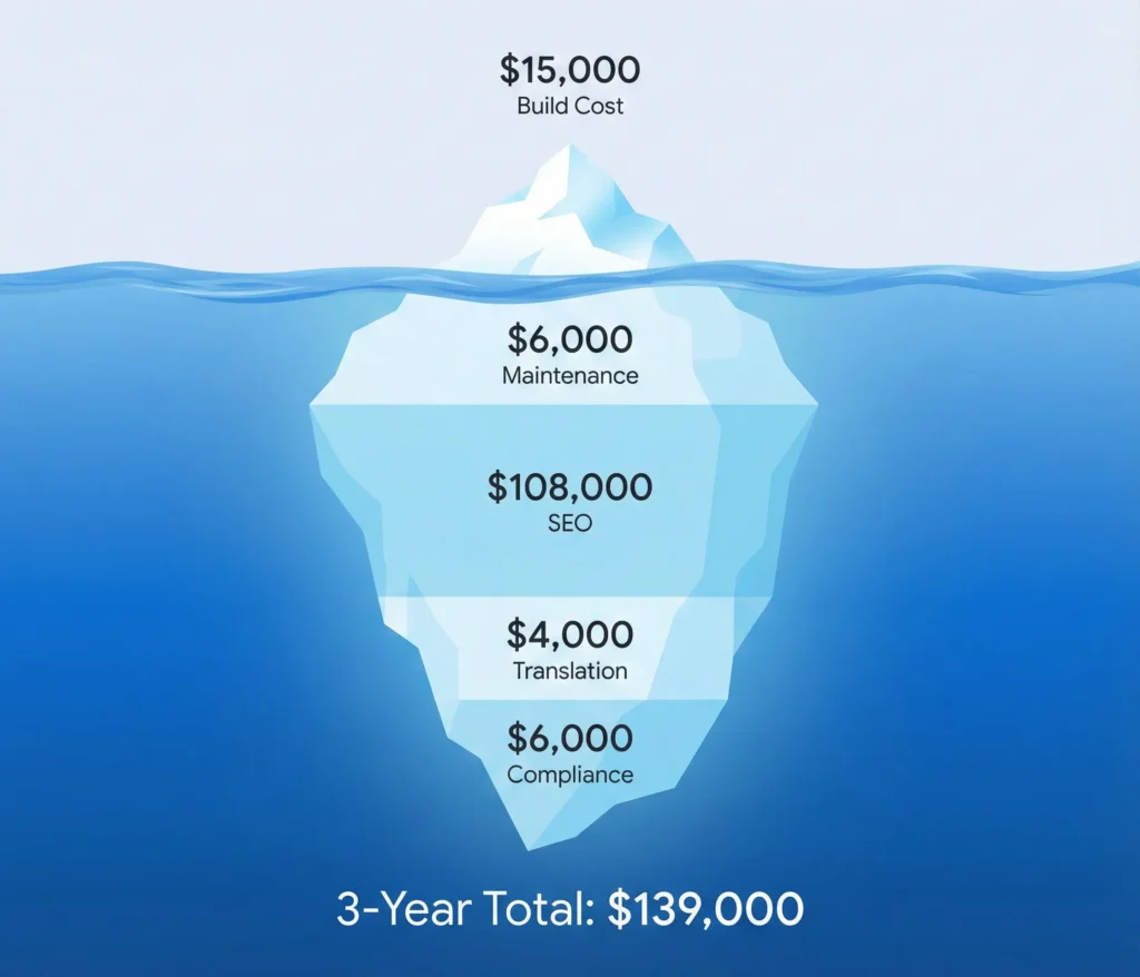 That '$15,000 website' is just the tip. The 90% underwater is what actually makes it work.