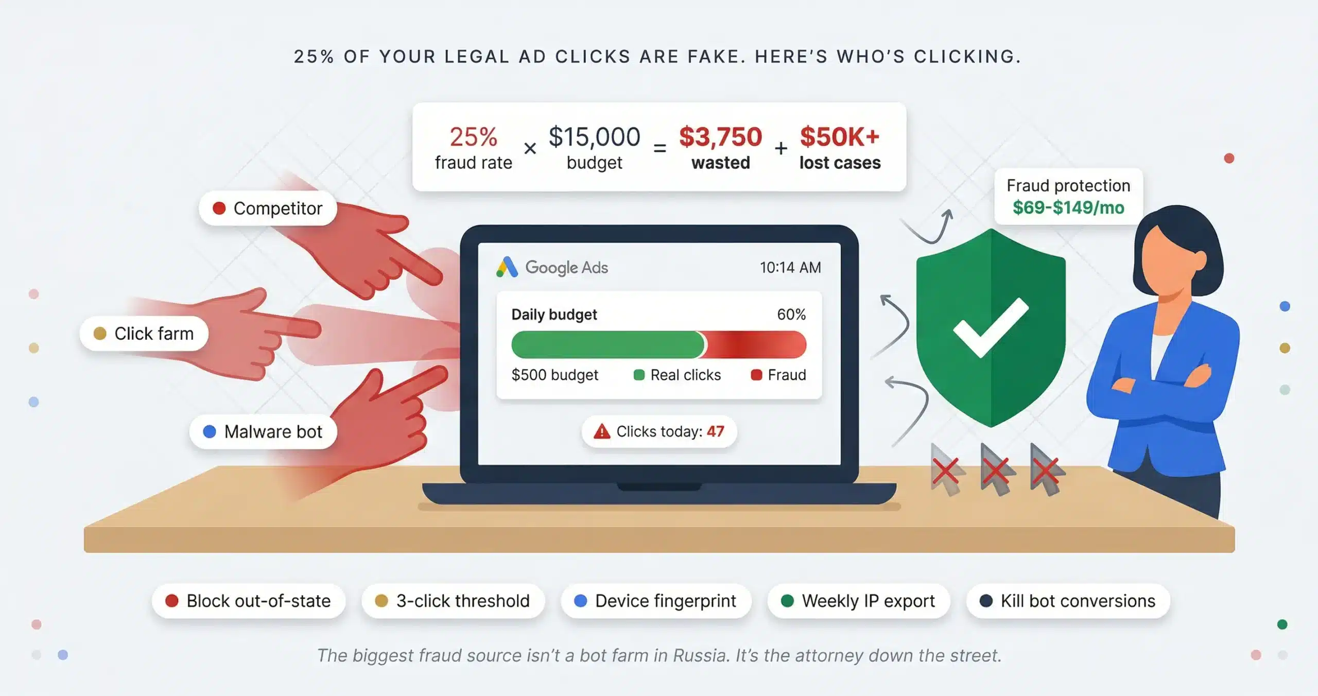 Click Fraud in Legal Google Ads: ClickCease Pricing, Alternatives, and the Configuration That Actually Works