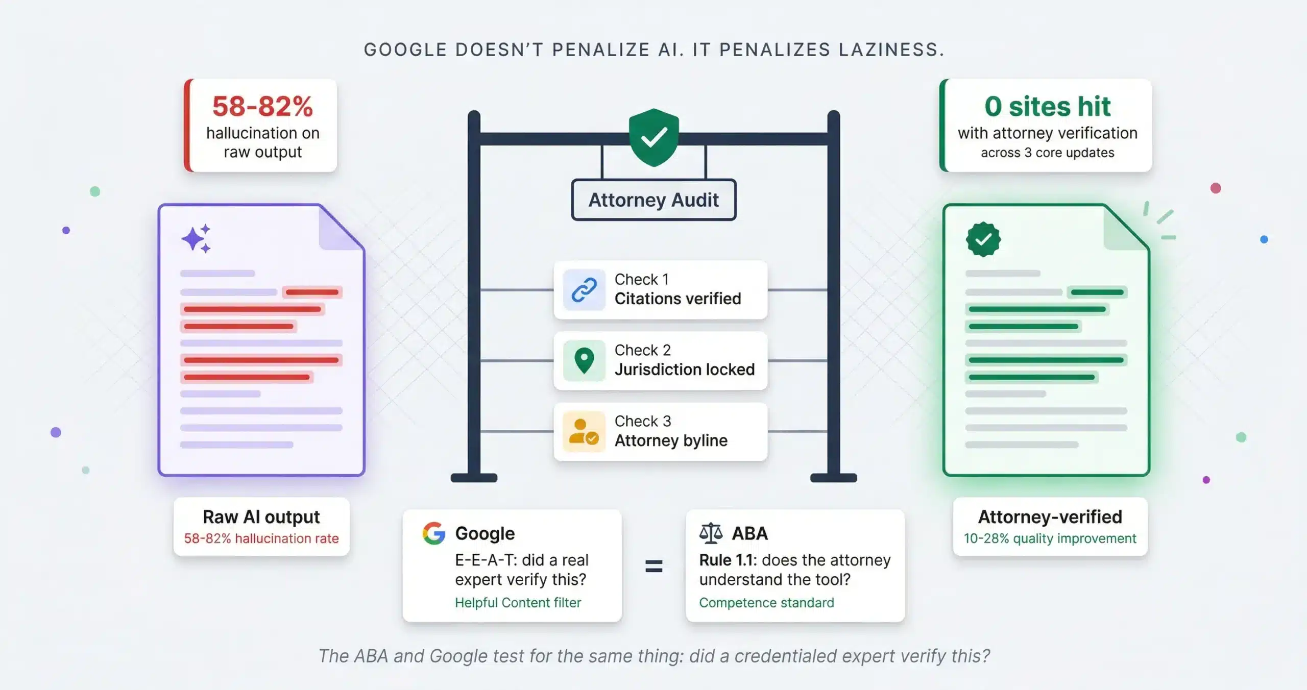 AI Content for Law Firms in 2026: What Google Penalizes, What the ABA Requires, and the Safe Workflow