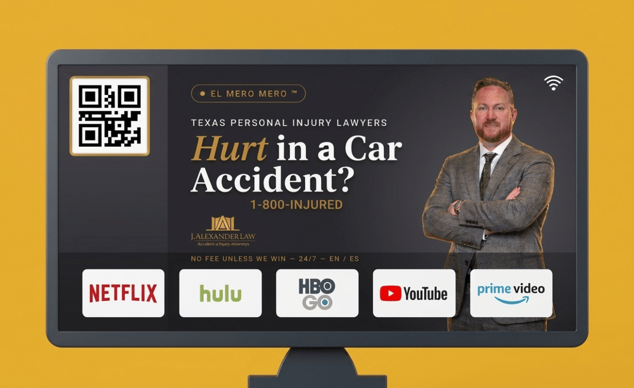 Connected TV ad placement for a personal injury law firm campaign