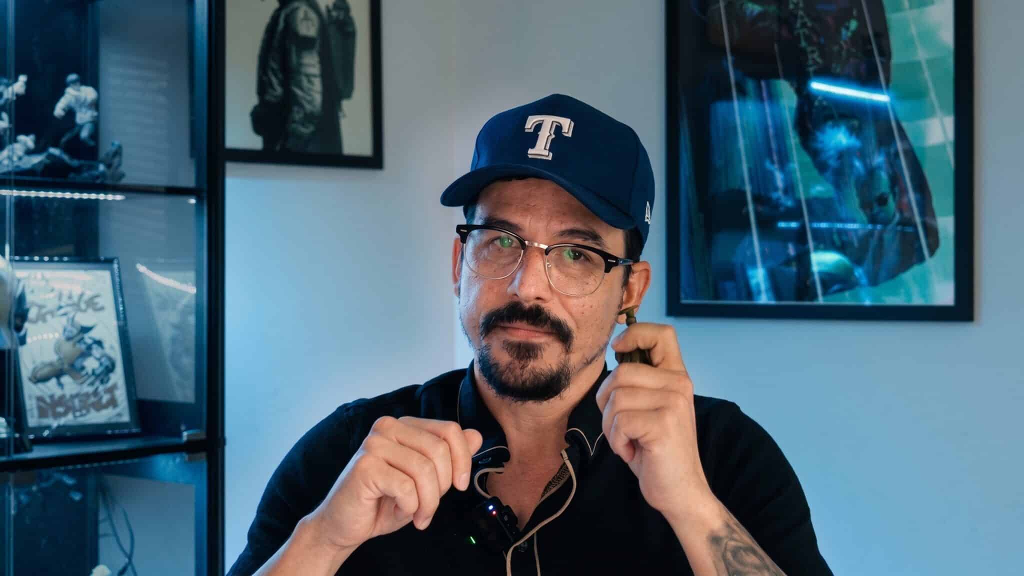 Jorge Argota pauses while recording the intro video